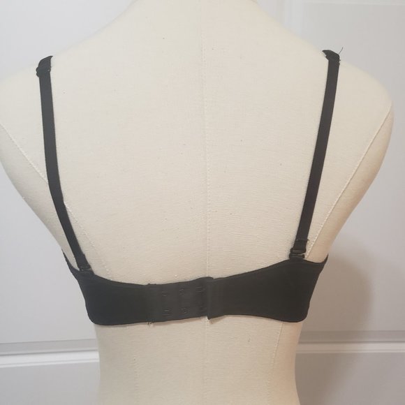 y2k 34c Fredrick's of Hollywood push up Padded Bra Embroidered Black Fuschia - Picture 5 of 8